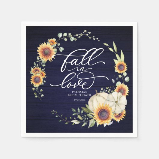 Herfst in Love Greenery Sunflower Vrijgezellenfees Servet (Voorkant)