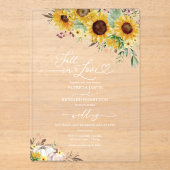 Herfst In Love Greenery Zonnebloemen bruiloft Acryl Uitnodigingen (Voorkant)