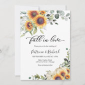 Herfst In Love Greenery Zonnebloemen bruiloft Kaart (Voorkant)