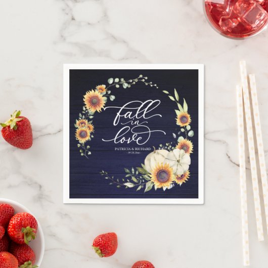 Herfst In Love Greenery Zonnebloemen bruiloft Servet (Insitu)