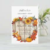 Herfst in Love Heart Shape Wood Pumpkin Verloving Kaart (Staand voorkant)