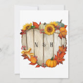 Herfst in Love Heart Shape Wood Pumpkin Verloving Kaart (Achterkant)