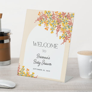 Herfst In Love Herfst Bloemen Baby shower Welkom Reclamebord Met Voetstuk