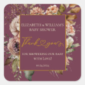 Herfst In Love Herfst Bloemen Bourgogne Elegant Bo Vierkante Sticker (Voorkant)