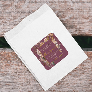 Herfst In Love Herfst Bloemen Bourgogne Elegant Bo Vierkante Sticker