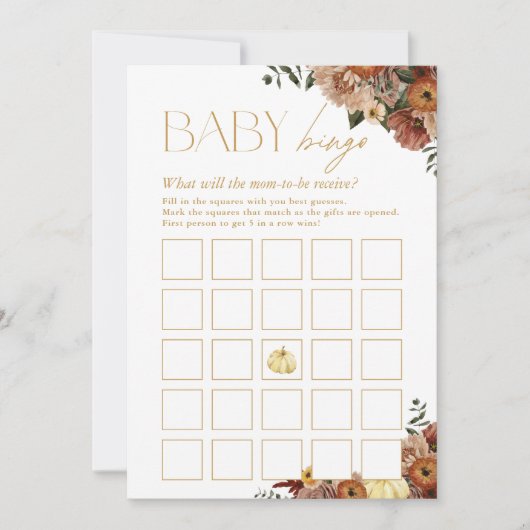 Herfst In Love Herfst Bloemendouche Baby Bingo Kaa Kaart (Voorkant)