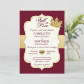 HERFST in LOVE herfst Burgundy Gold Leaf Wedding Kaart (Staand voorkant)