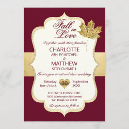 HERFST in LOVE herfst Burgundy Gold Leaf Wedding Kaart