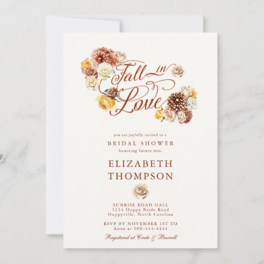 Herfst in Love Herfst Roos Mum Tuin Vrijgezellenfe Kaart (Voorkant)