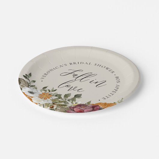 Herfst in Love Ivory Vrijgezellenfeest Paper Papieren Bordje (Gekanteld)