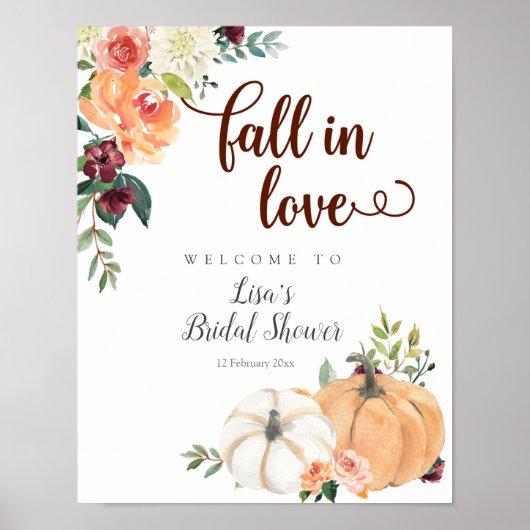 Herfst in Love Marsala Pumpkin Welcome Sign Poster (Voorkant)