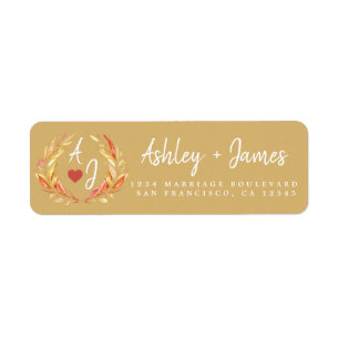 Herfst in Love Monogram Wedding Return Label