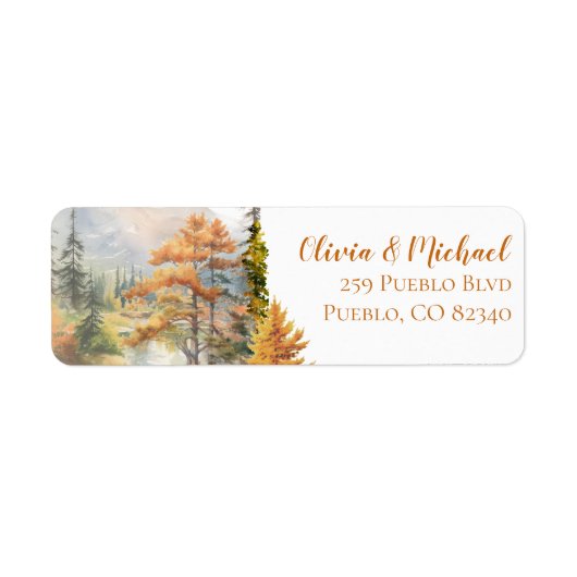 Herfst in Love Mountain Wedding Retour Adreslabel Etiket (Voorkant)
