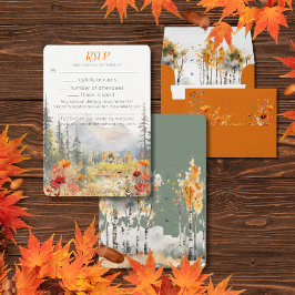 Herfst in Love Mountain Wedding RSVP Kaart