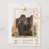 Herfst in Love Mountain Wedding Save The Date Kaar (Achterkant)