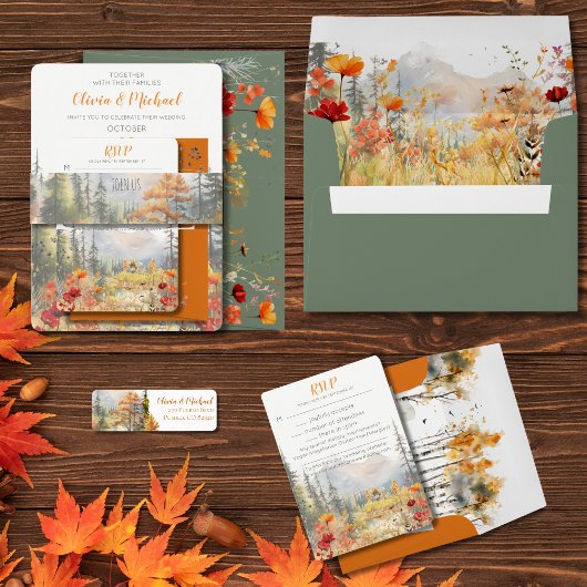 Herfst in Love Mountain Wedding Save The Date Kaar