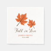 Herfst in Love Oranje Brown Leaves Wedding Servetten (Voorkant)