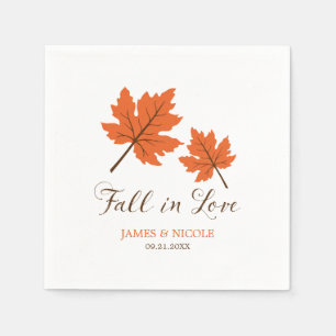 Herfst in Love Oranje Brown Leaves Wedding Servetten