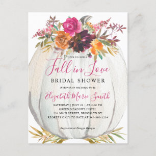 Herfst in Love Paars Floral Pumpkin Vrijgezellenfe Briefkaart