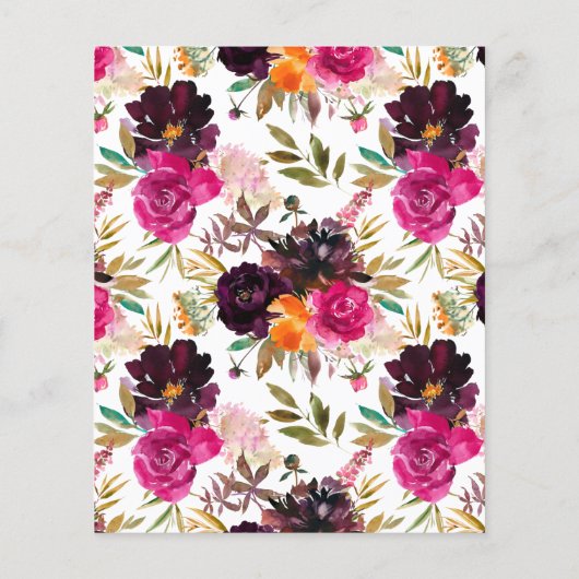 Herfst in Love Paars Floral Pumpkin Vrijgezellenfe Flyer (Achterkant)