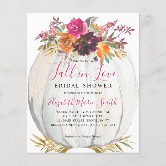 Herfst in Love Paars Floral Pumpkin Vrijgezellenfe Flyer (Voorkant)