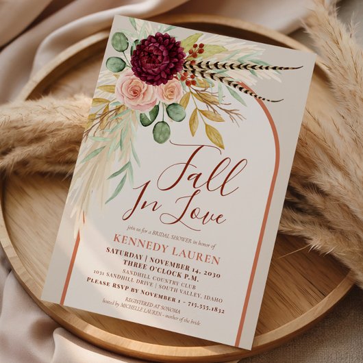 Herfst In Love Pampas Floral Rust Arch Vrijgezelle Kaart