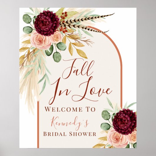 Herfst In Love Pampas Floral Vrijgezellenfeest Wel Poster (Voorkant)