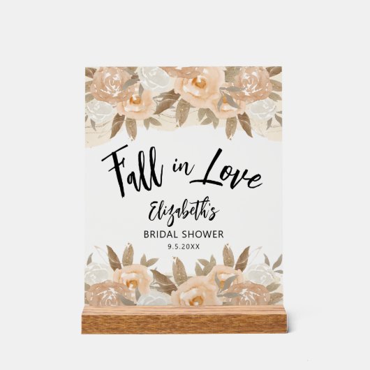 Herfst in Love Peach Flowers Vrijgezellenfeest Acryl Bord (Voorkant)