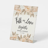 Herfst in Love Peach Flowers Vrijgezellenfeest Reclamebord Met Voetstuk (Voorkant)