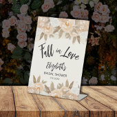 Herfst in Love Peach Flowers Vrijgezellenfeest Reclamebord Met Voetstuk