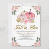 Herfst in Love Pink Pumpkin Floral Vrijgezellenfee Kaart (Voorkant)