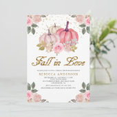 Herfst in Love Pink Pumpkin Floral Vrijgezellenfee Kaart (Staand voorkant)