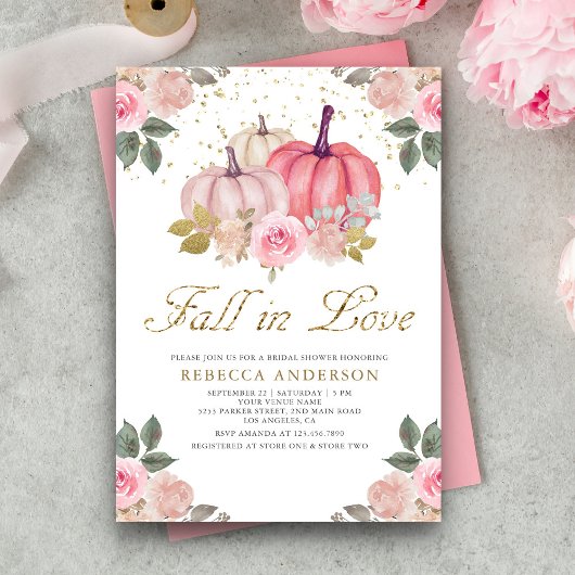 Herfst in Love Pink Pumpkin Floral Vrijgezellenfee Kaart