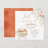 Herfst In Love Pompoen Carriage Floral Baby shower Kaart (Voorkant / Achterkant)