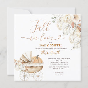 Herfst In Love Pompoen Carriage Floral Baby shower Kaart