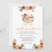 Herfst In Love Pompoen wandelwagen Floral Baby sho Kaart (Voorkant)