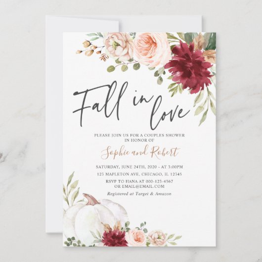 Herfst in Love Pumpkin Autumn Bridal Couples Showe Kaart (Voorkant)