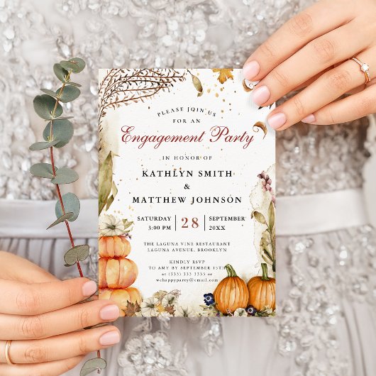 Herfst in Love Pumpkin Autumn Engagement Party Kaart