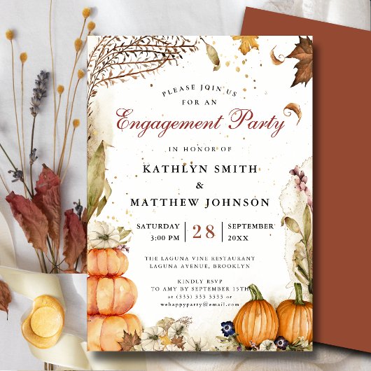 Herfst in Love Pumpkin Autumn Engagement Party Kaart