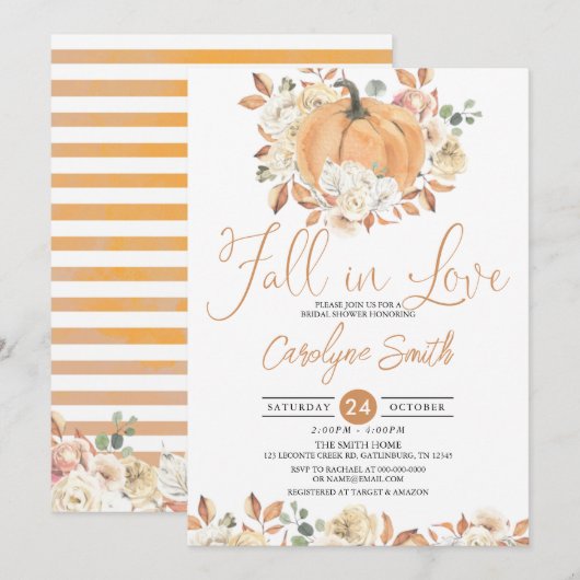 Herfst in Love Pumpkin Autumn Floral Vrijgezellenf Kaart (Voorkant / Achterkant)