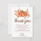 Herfst in Love Pumpkin Autumn Vrijgezellenfeest Bedankkaart (Voorkant)