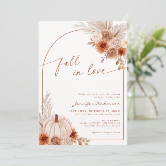 Herfst In Love Pumpkin Autumn Vrijgezellenfeest Fo Kaart (Staand voorkant)