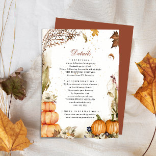 Herfst in Love Pumpkin Autumn Weddenschap Details Informatiekaartje