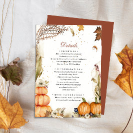 Herfst in Love Pumpkin Autumn Weddenschap Details Informatiekaartje