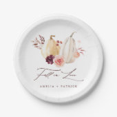 Herfst in Love Pumpkin Autumn Wedding Papieren Bordje (Voorkant)