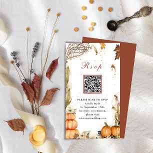 Herfst in Love Pumpkin Autumn Wedding QR Code RSVP Informatiekaartje