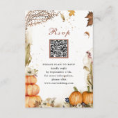 Herfst in Love Pumpkin Autumn Wedding QR Code RSVP Informatiekaartje (Voorkant)