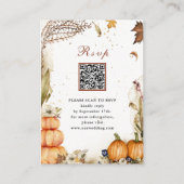 Herfst in Love Pumpkin Autumn Wedding QR Code RSVP Informatiekaartje (Voorkant)