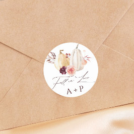 Herfst in Love Pumpkin Autumn Wedding Ronde Sticker