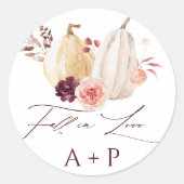 Herfst in Love Pumpkin Autumn Wedding Ronde Sticker (Voorkant)